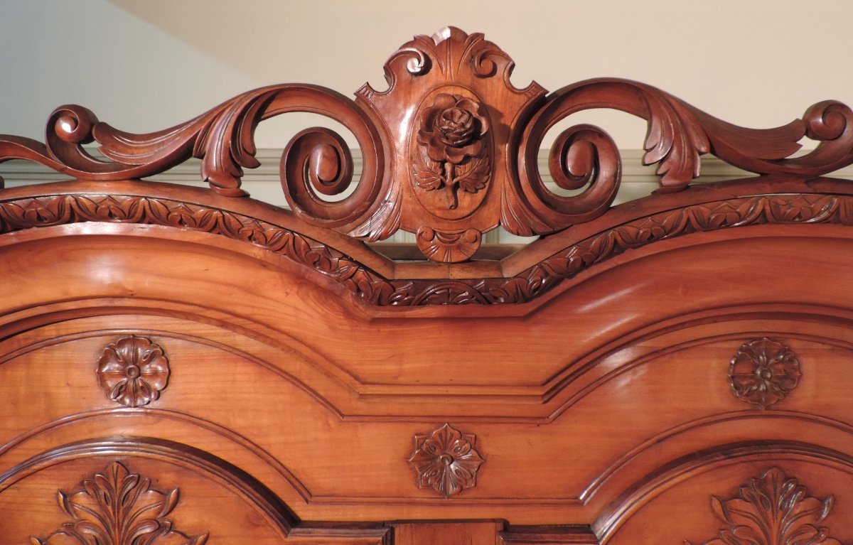 Armoire De Mariage Rennaise En Merisier Et Châtaignier, Epoque Milieu 19ème -photo-4