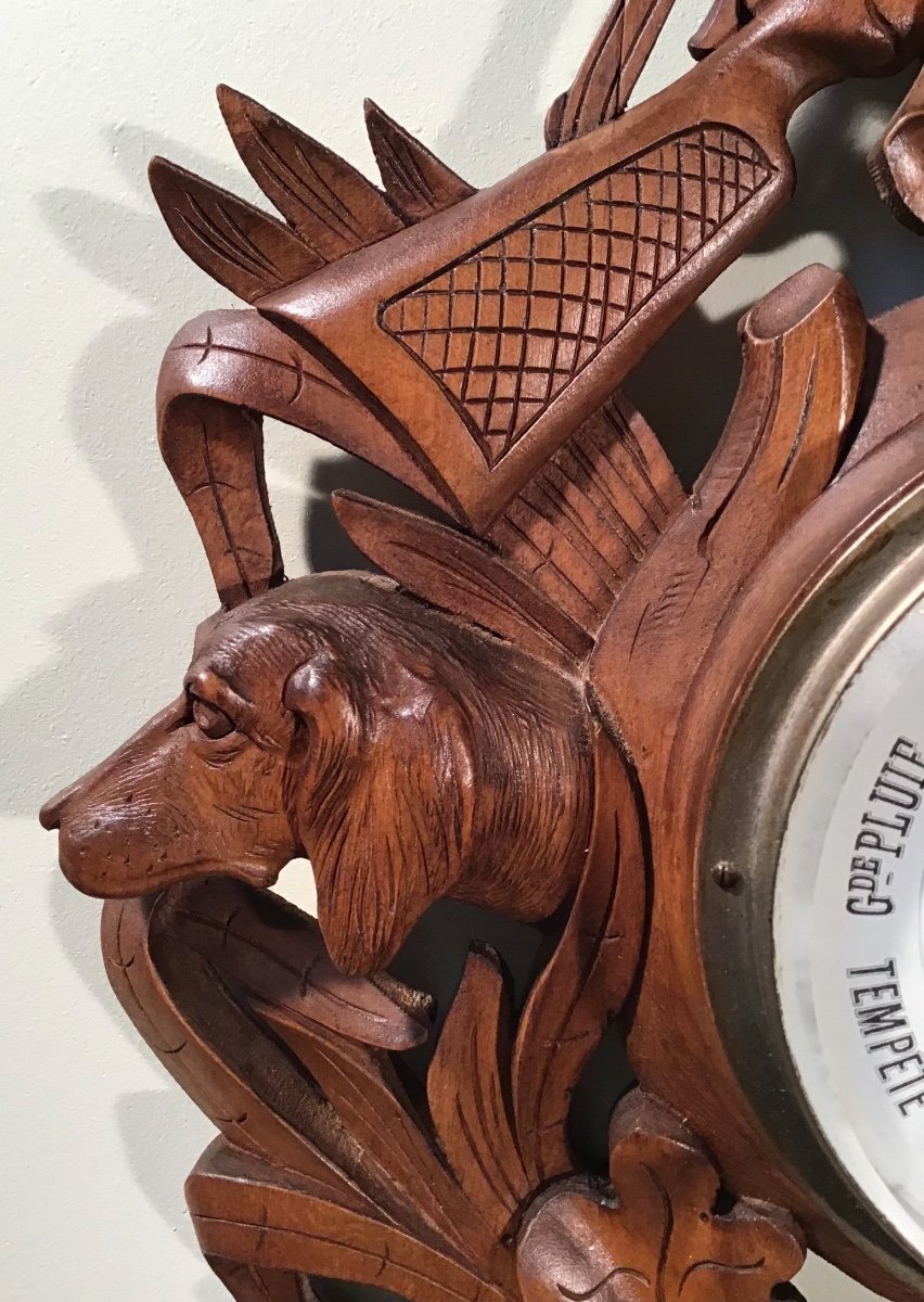 Barometer Thermometer In Carved Linden, Black Forest 20th-photo-1