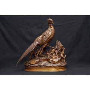 Pheasant Fighting A Weasel By J. Moigniez