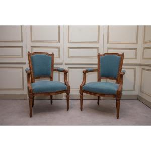 Pair Of Louis XVI Style Cabriolet Armchairs