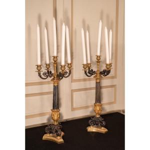 Empire Style Candelabra In Bronze And Brass