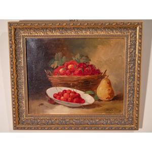 Nature morte aux fruits, huile sur toile époque fin XIXème siècle