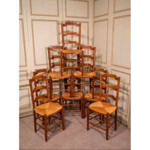 Set Of Eight Straw Chairs