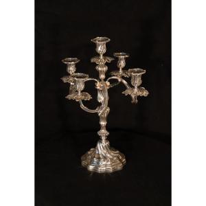 Large Silvered Bronze Candelabra
