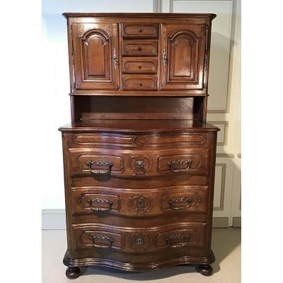 Sacristy Commode In Oak Normand Work Late Eighteenth
