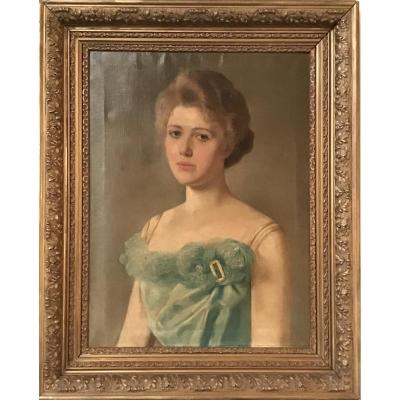 Louise Codecasa Portrait D’une Jeune Fille Huile Sur Toile 1901