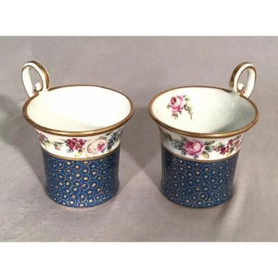 Suite De Deux Tasses En Porcelaine, Paris, Jacob Petit 19ème 