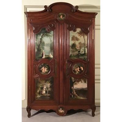 Armoire Normande En Chêne Peinte D’origine, Epoque Deuxième Moitié Du XIXème Siècle 