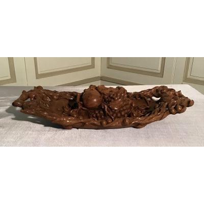 Fruit Bowl In Carved Walnut, Mid 20th Century