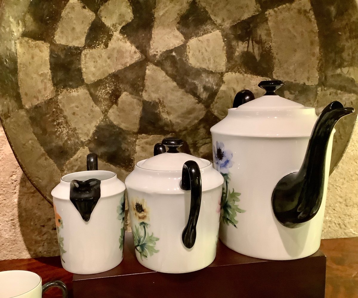 Service à Café, Art Déco, 1925/1930, Limoges, Décor Main, Décorateur Lc -photo-3