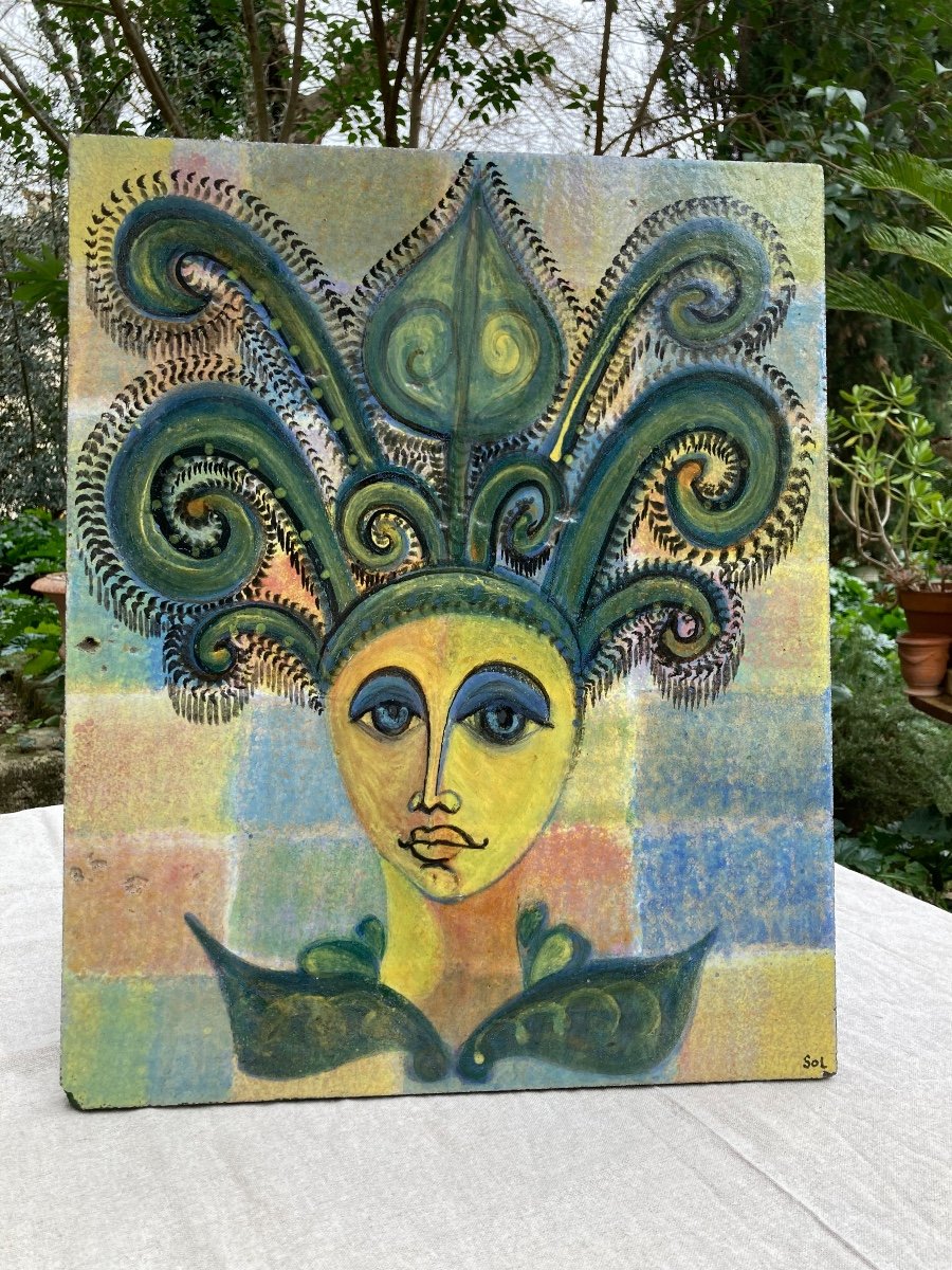 Plaque Céramique émaillée Sur Lave David Sol 1960’-photo-6