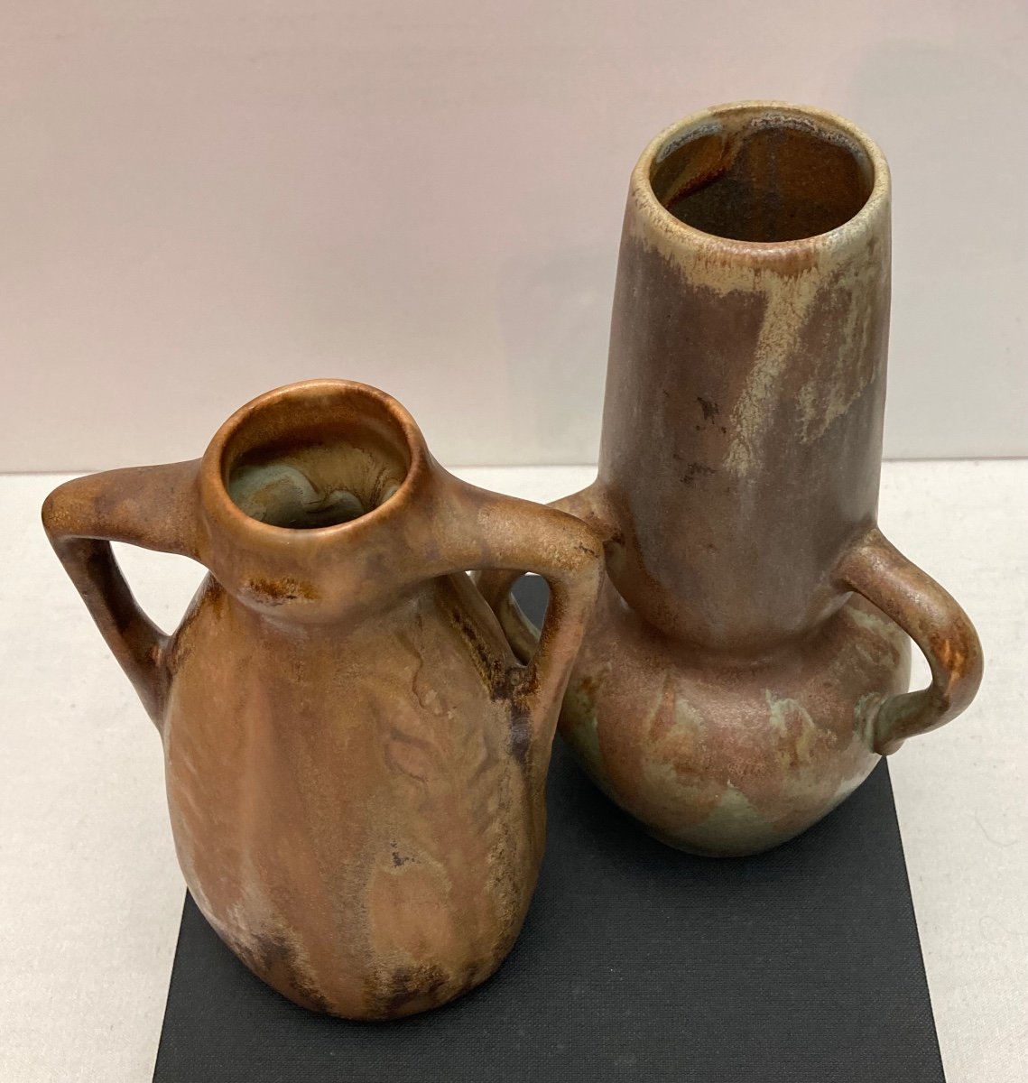 Duo Of Art Nouveau Ceramic Vases Georges Metenier-photo-6