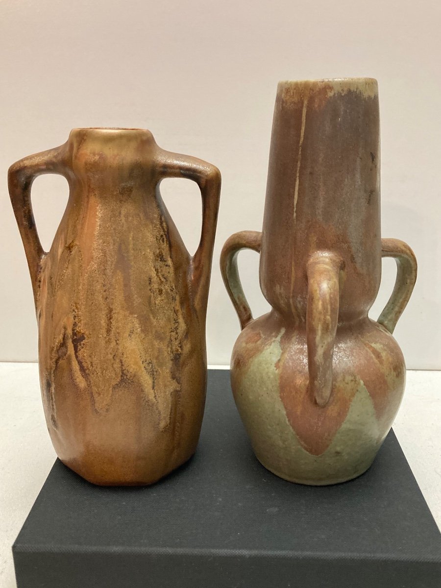 Duo De Vases Céramique Art Nouveau Gilbert Metenier