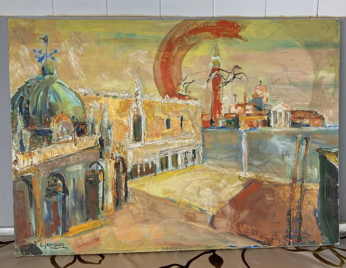 Grand Tableau Guy Jeanjean « venise « école De Montpellier 