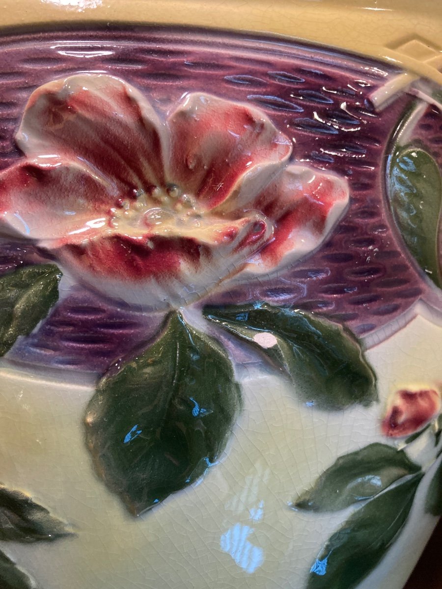 Pair Of Barbotine Ceramic Vase -photo-3