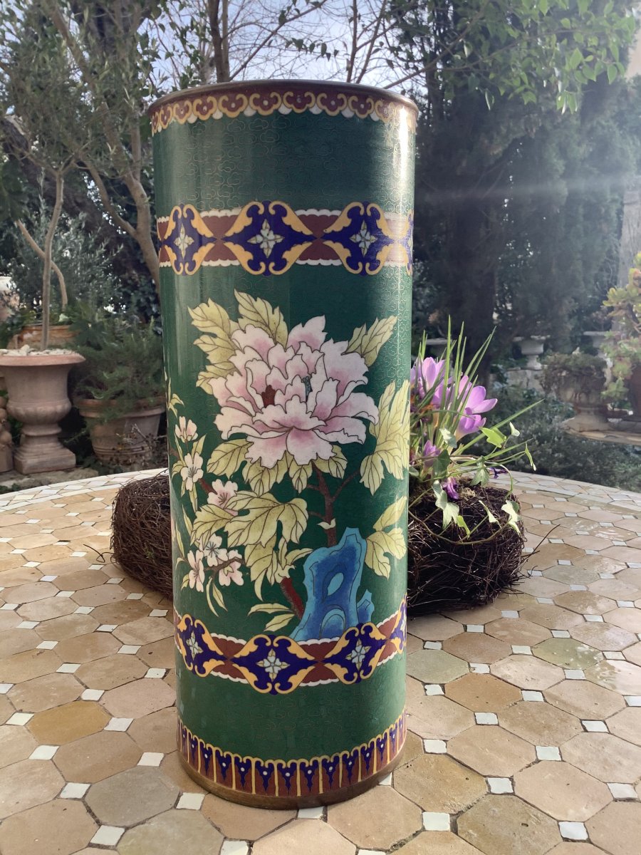 Grand Vase Rouleau Cloisonné Chine 1900-photo-2