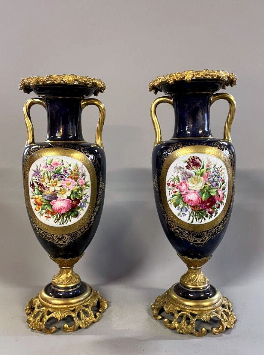 Important Sèvres Vases, Gilt Bronze Mount-photo-3