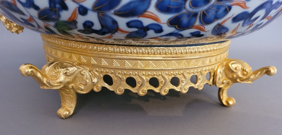 Japanese Imari Porcelain Cup Mounted Gilt Bronze-photo-5