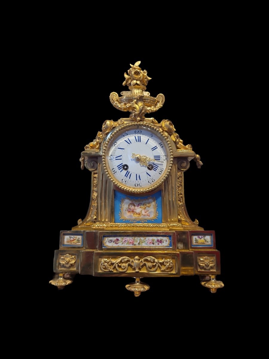 Pendule Porcelaine "sèvres" Et Bronze Doré