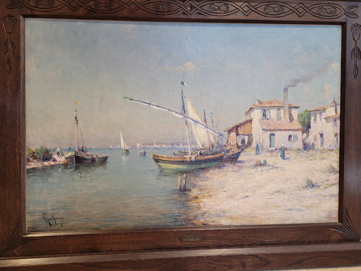 Mediterranean Port Signed Malfroy, Large Format-photo-3