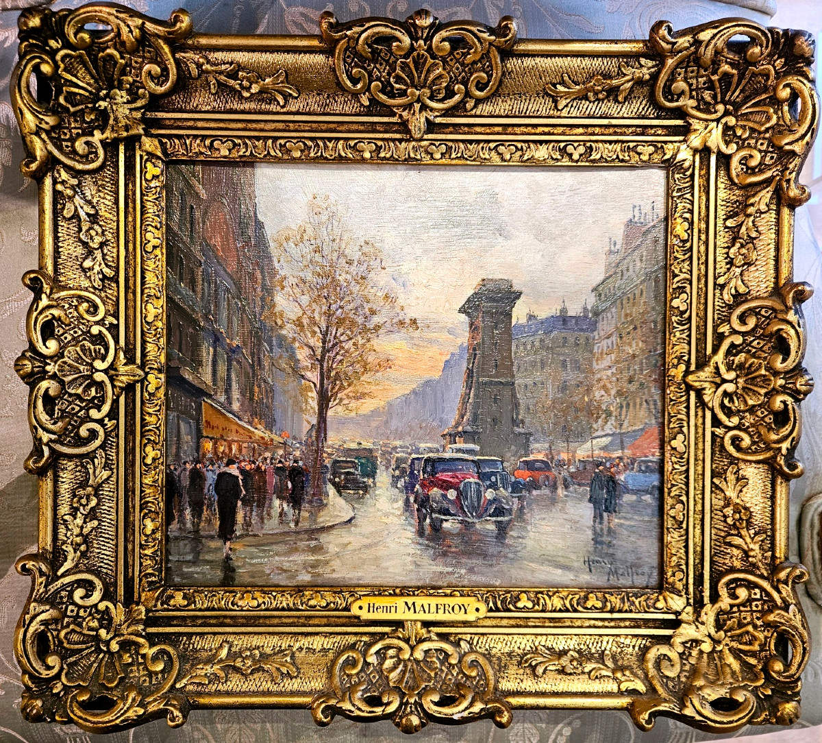 Tableau Huile Sur Bois,vues De Paris,  Henry Malfroy;   La Porte St Denis.-photo-1