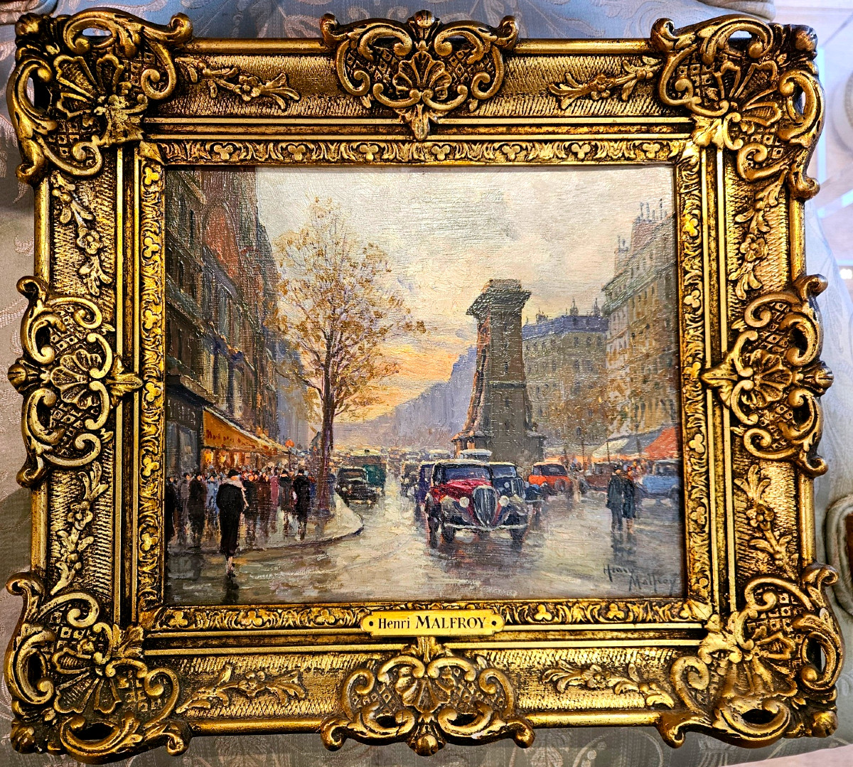 Tableau Huile Sur Bois,vues De Paris,  Henry Malfroy;   La Porte St Denis.