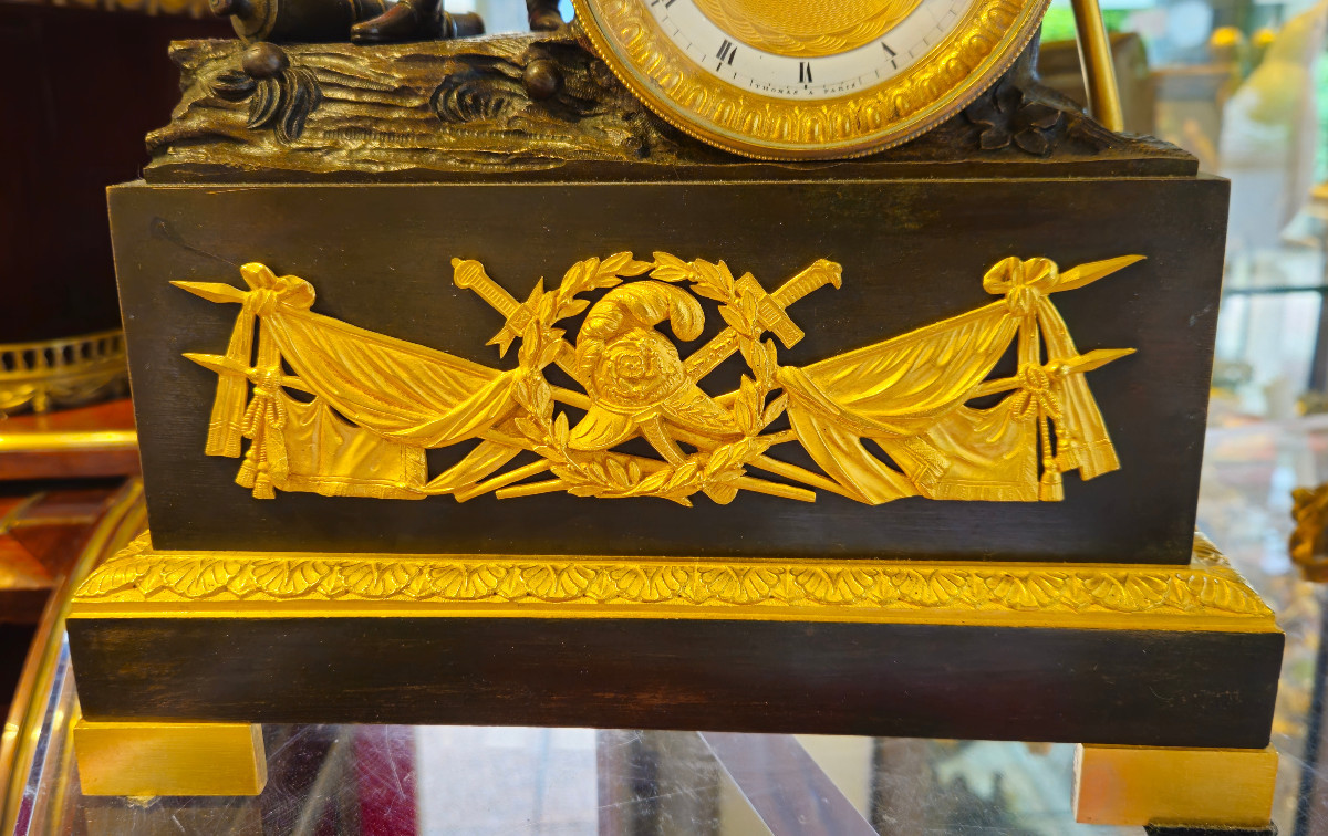 Important Clock Representing Napoleon Bonaparte, In Gilded And Patinated Bronze-photo-4