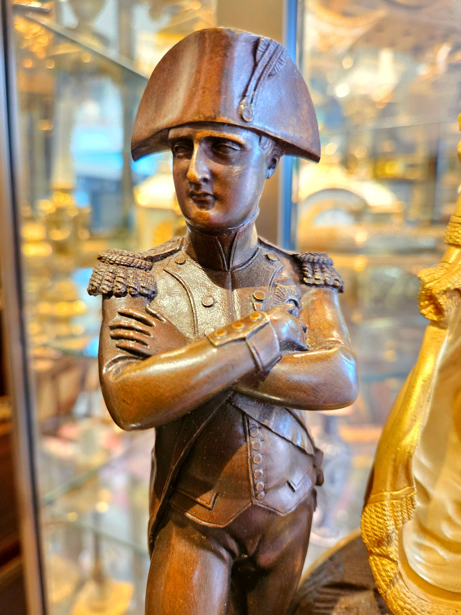 Important Clock Representing Napoleon Bonaparte, In Gilded And Patinated Bronze-photo-2