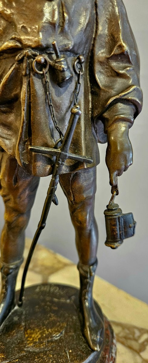 sculpture en bronze: "l'Escholier" Emile Louis PICAULT, XIXème siècle-photo-3