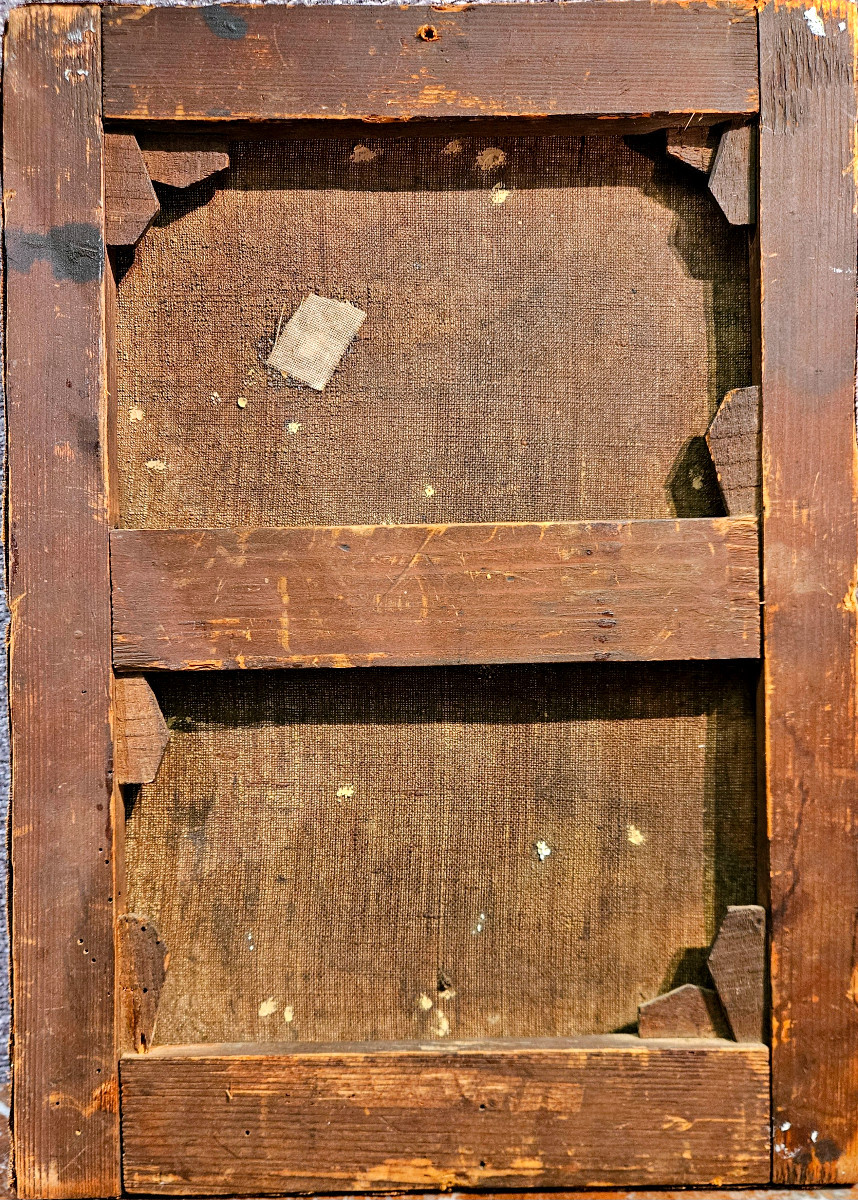 "jeune fille aux rubans bleus" huile sur toile, fin19ème début 20ème-photo-3