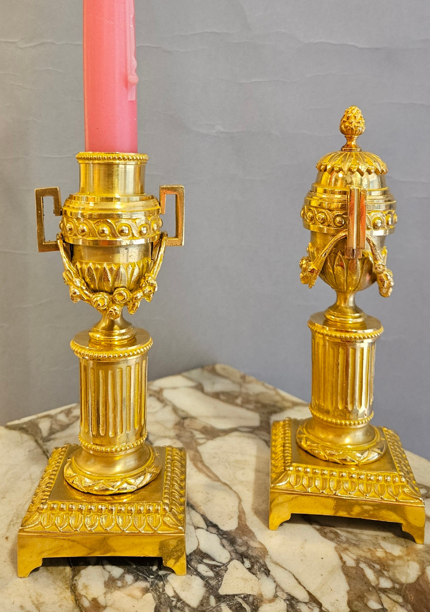 Pair Of Louis XVI Reversible Gilt Bronze Casseroles