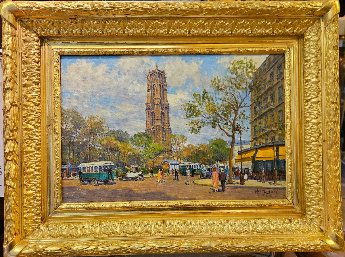 Tour Saint Jacques In Paris, Oil On Canvas By Henry Malfroy
