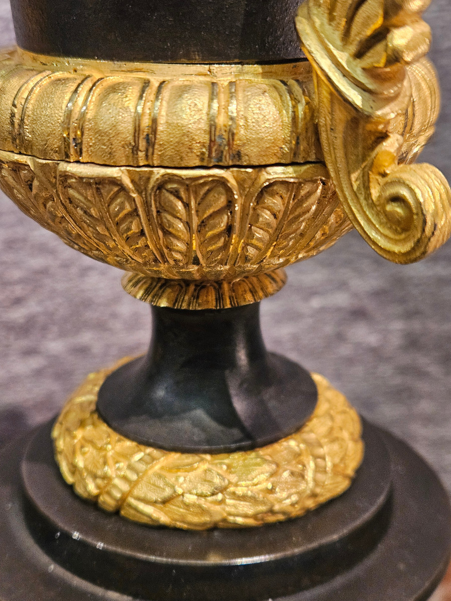 Pair Of Bronze Cassolette Vases, Louis Philippe-photo-3