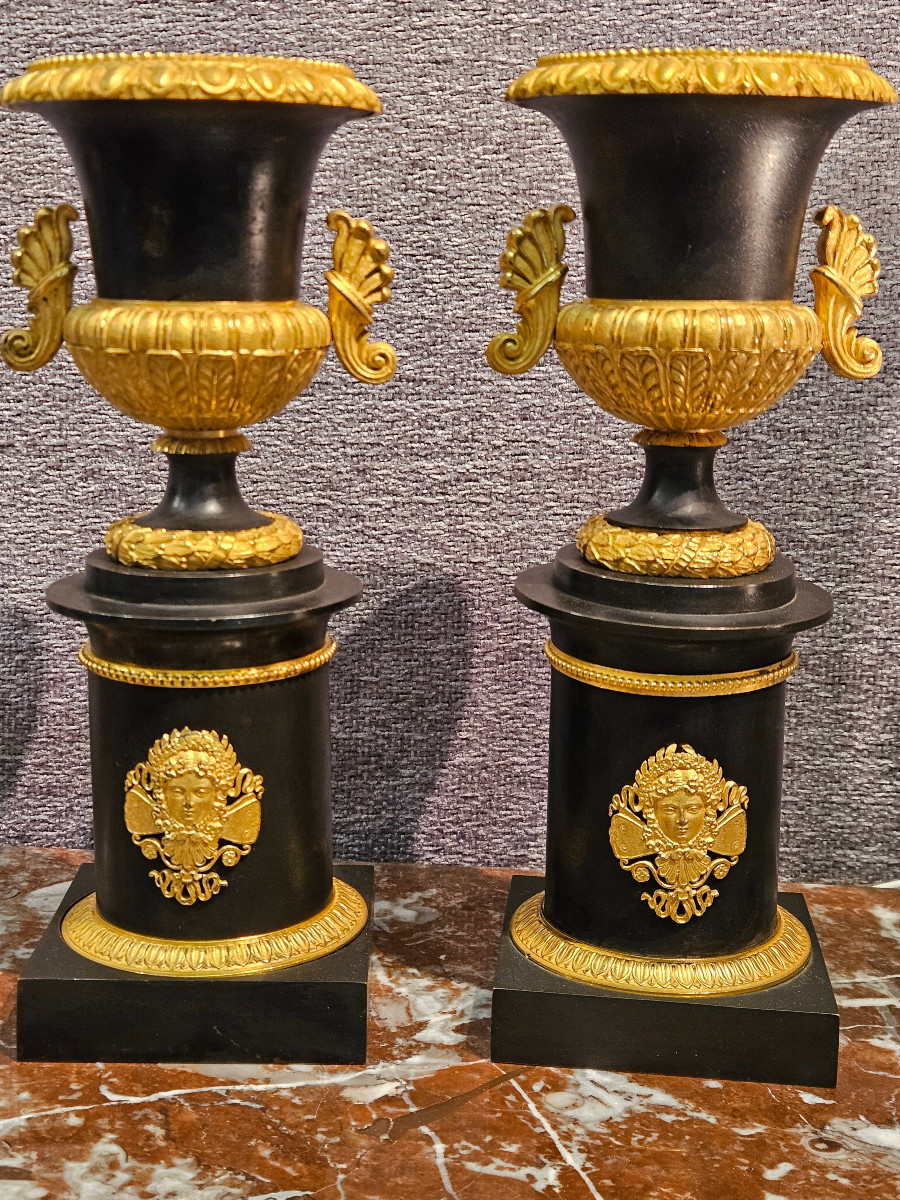 Pair Of Bronze Cassolette Vases, Louis Philippe