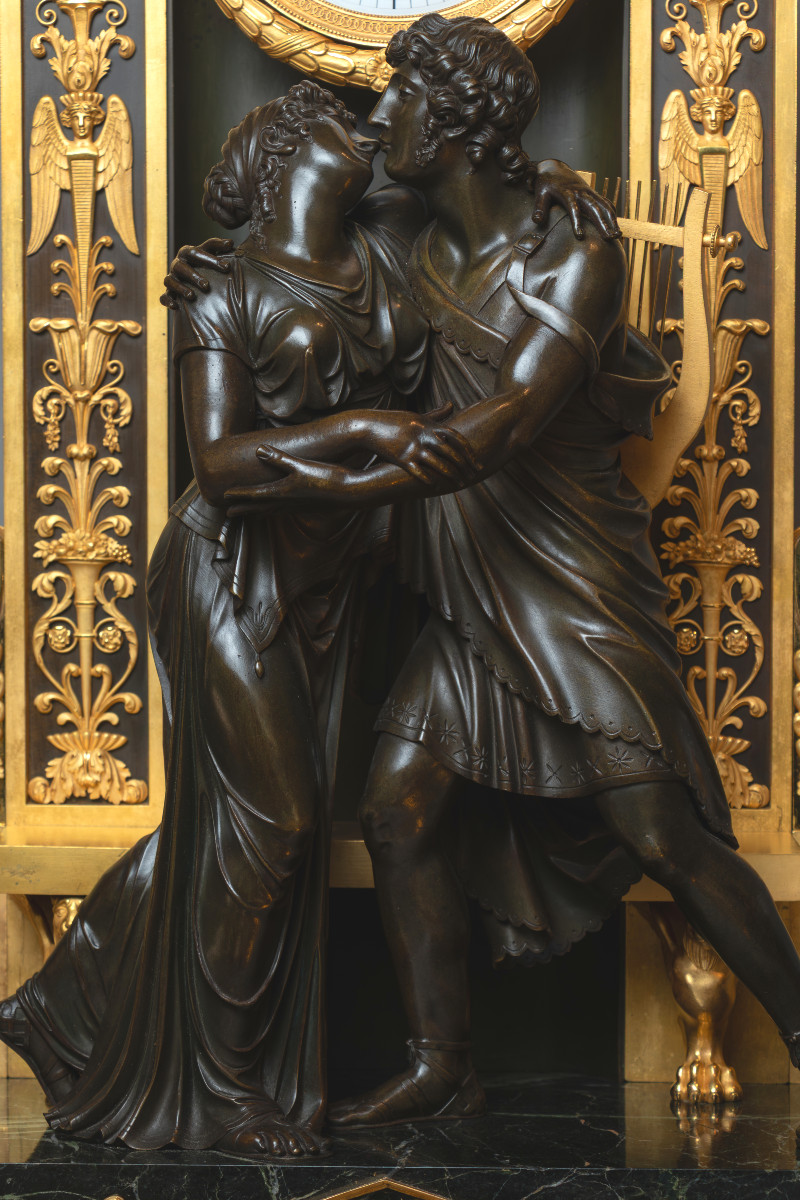 Empire Bronze Clock "the Reconciliation", Model By Claude Gallé-photo-2
