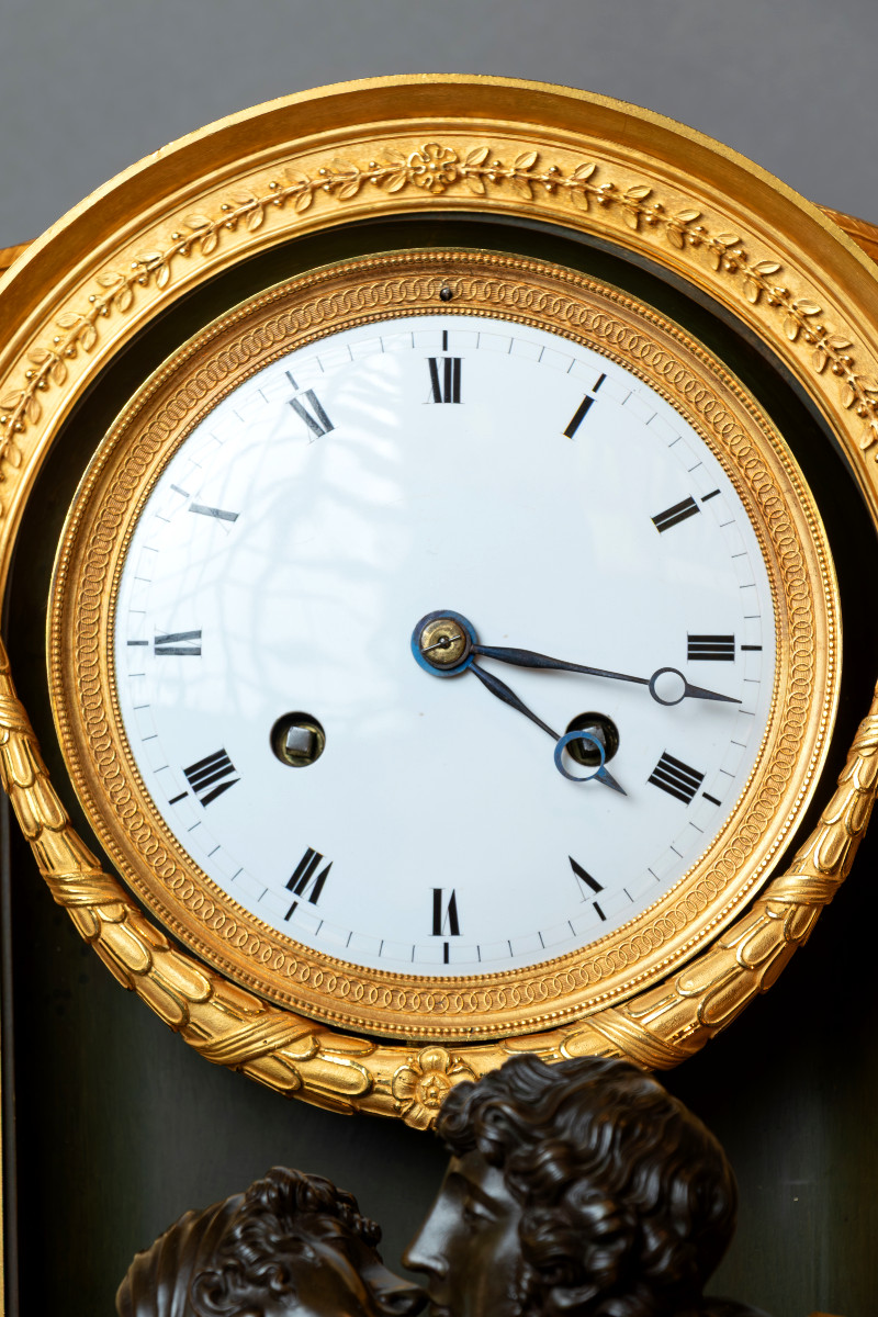 Empire Bronze Clock "the Reconciliation", Model By Claude Gallé-photo-1