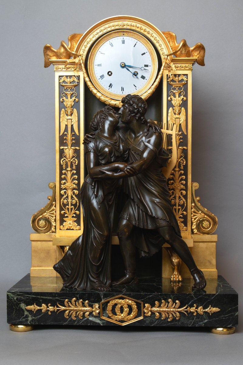Empire Bronze Clock "the Reconciliation", Model By Claude Gallé