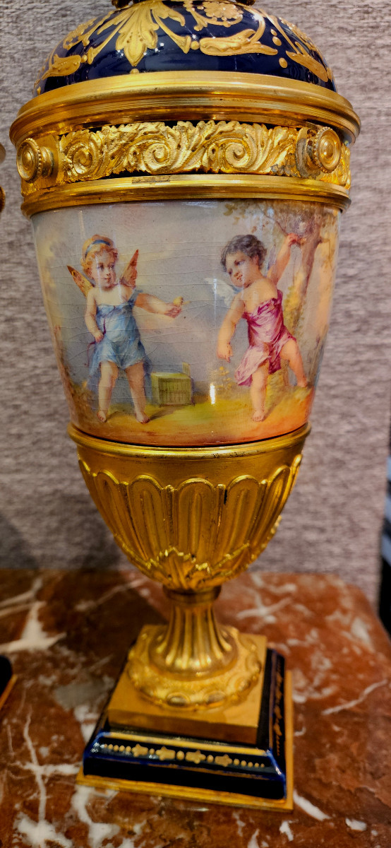 Pair Of Sèvres Vases Mounted In Gilded Bronzes-photo-3