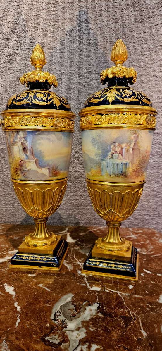 Pair Of Sèvres Vases Mounted In Gilded Bronzes-photo-4