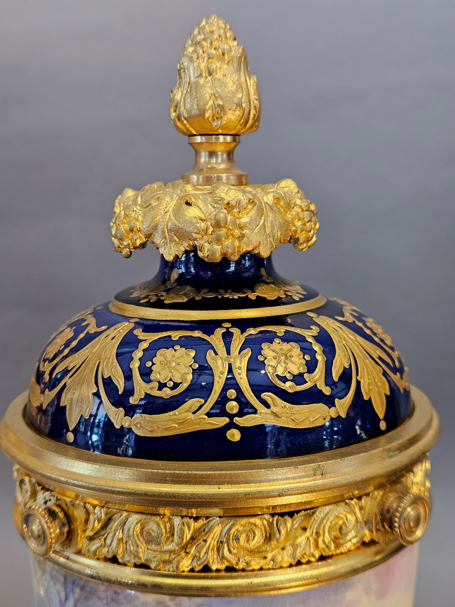 Pair Of Sèvres Vases Mounted In Gilded Bronzes-photo-2