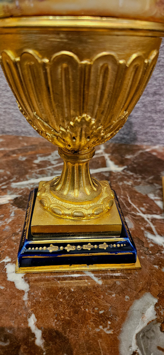 Pair Of Sèvres Vases Mounted In Gilded Bronzes-photo-3