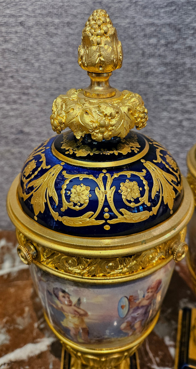 Pair Of Sèvres Vases Mounted In Gilded Bronzes-photo-4