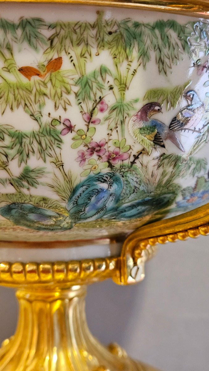 Mounted Cup In Famille Rose Porcelain With Gilt Bronze Decoration-photo-4