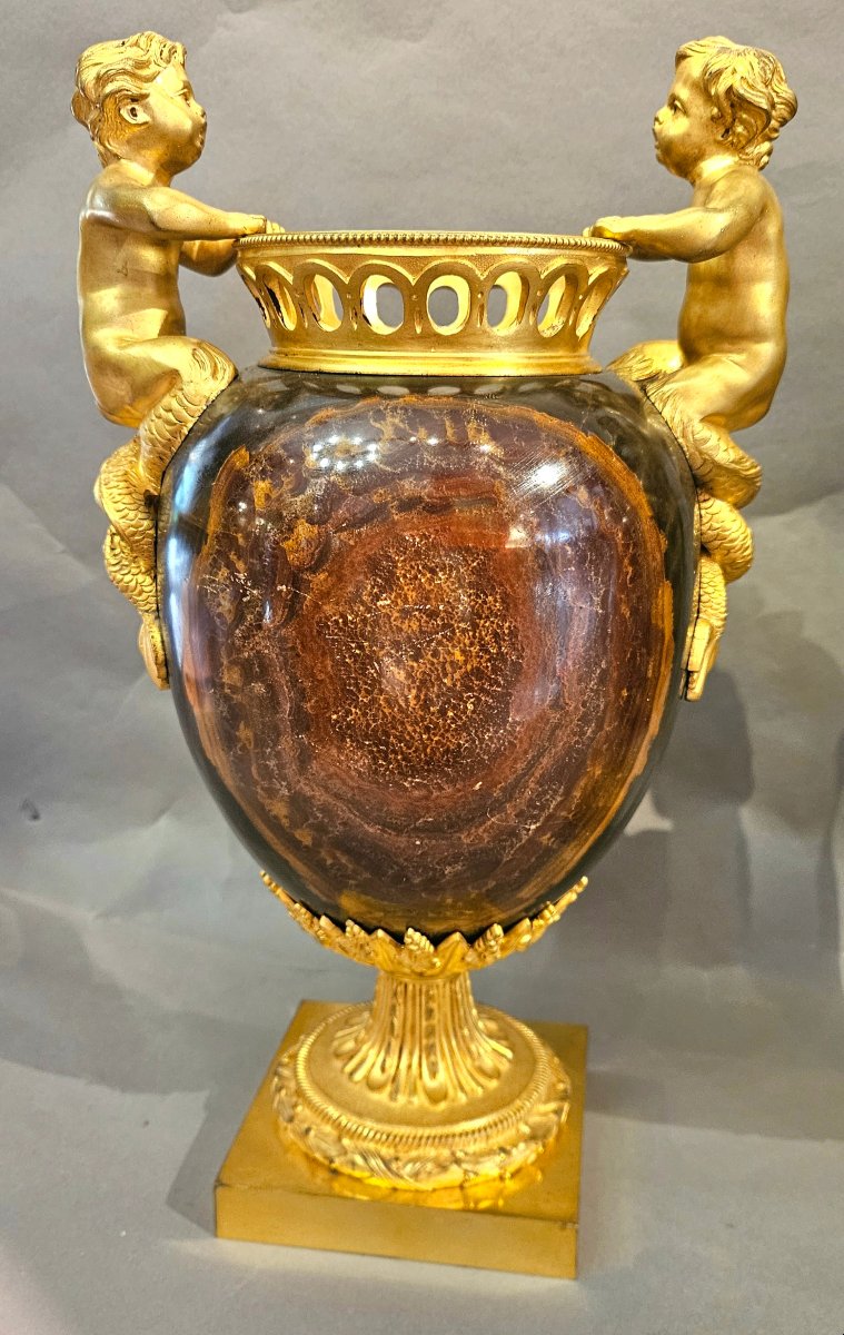 Paire de vases en jaspe Mokaïte et bronze ormolu, Empire, Att. THOMIRE-photo-4