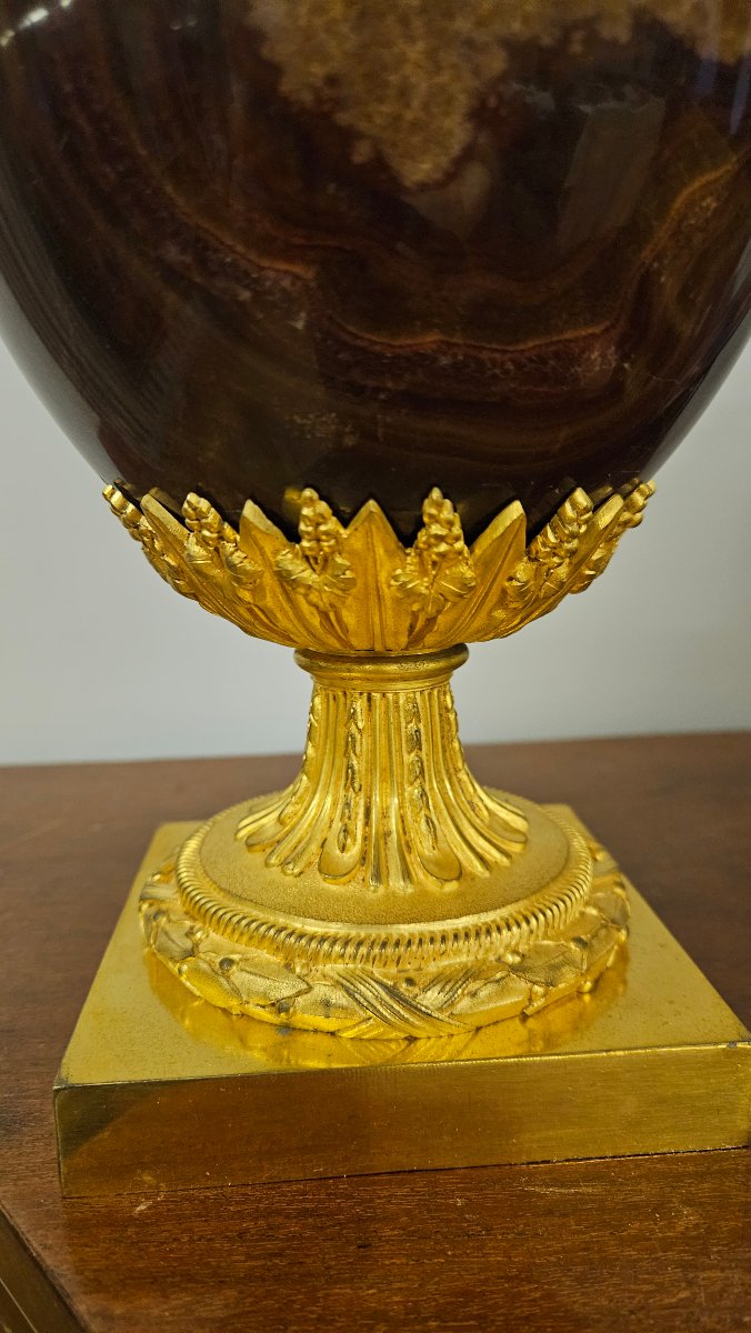 Paire de vases en jaspe Mokaïte et bronze ormolu, Empire, Att. THOMIRE-photo-3