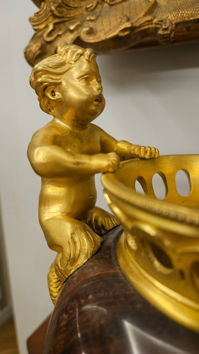 Paire de vases en jaspe Mokaïte et bronze ormolu, Empire, Att. THOMIRE-photo-5