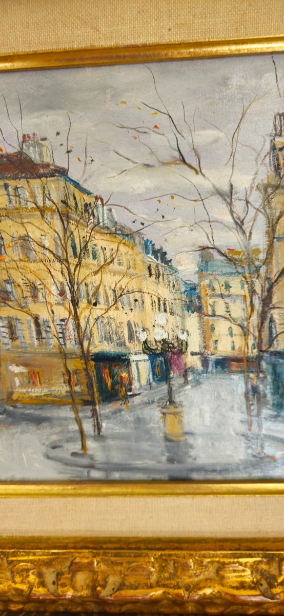 Serge Belloni: Furstenberg Square In Paris, Oil Painting-photo-2