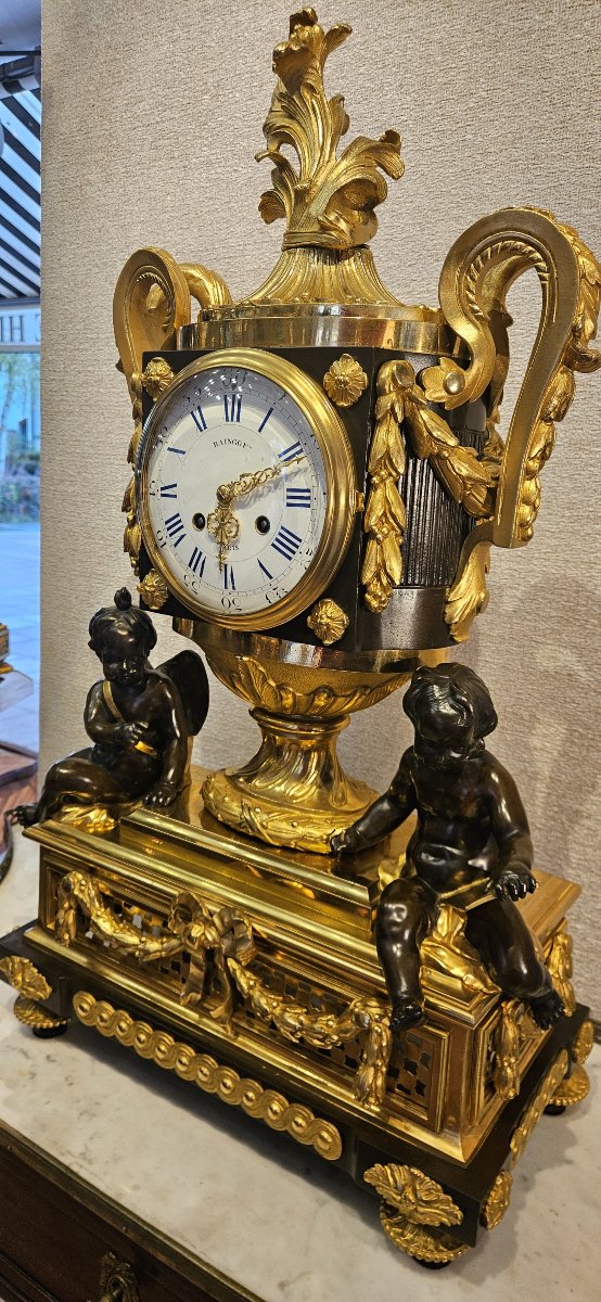 Large Gilded And Patinated Bronze Clock—an Osmond Model—signed Raingo And Picard—paris-photo-4