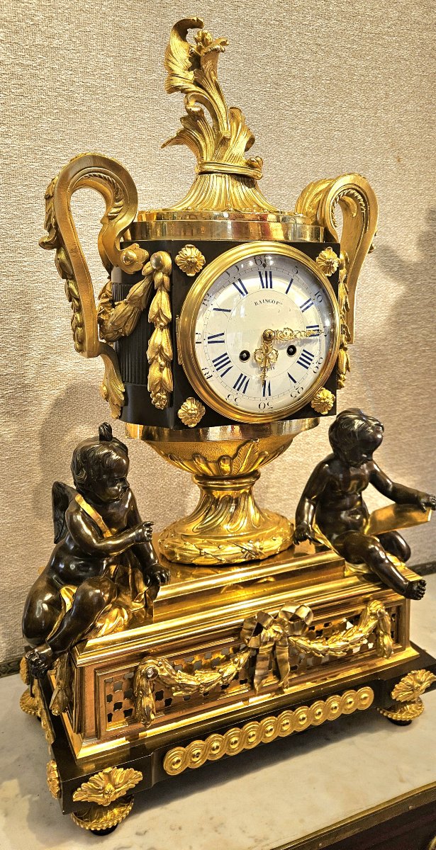 Large Gilded And Patinated Bronze Clock—an Osmond Model—signed Raingo And Picard—paris-photo-4