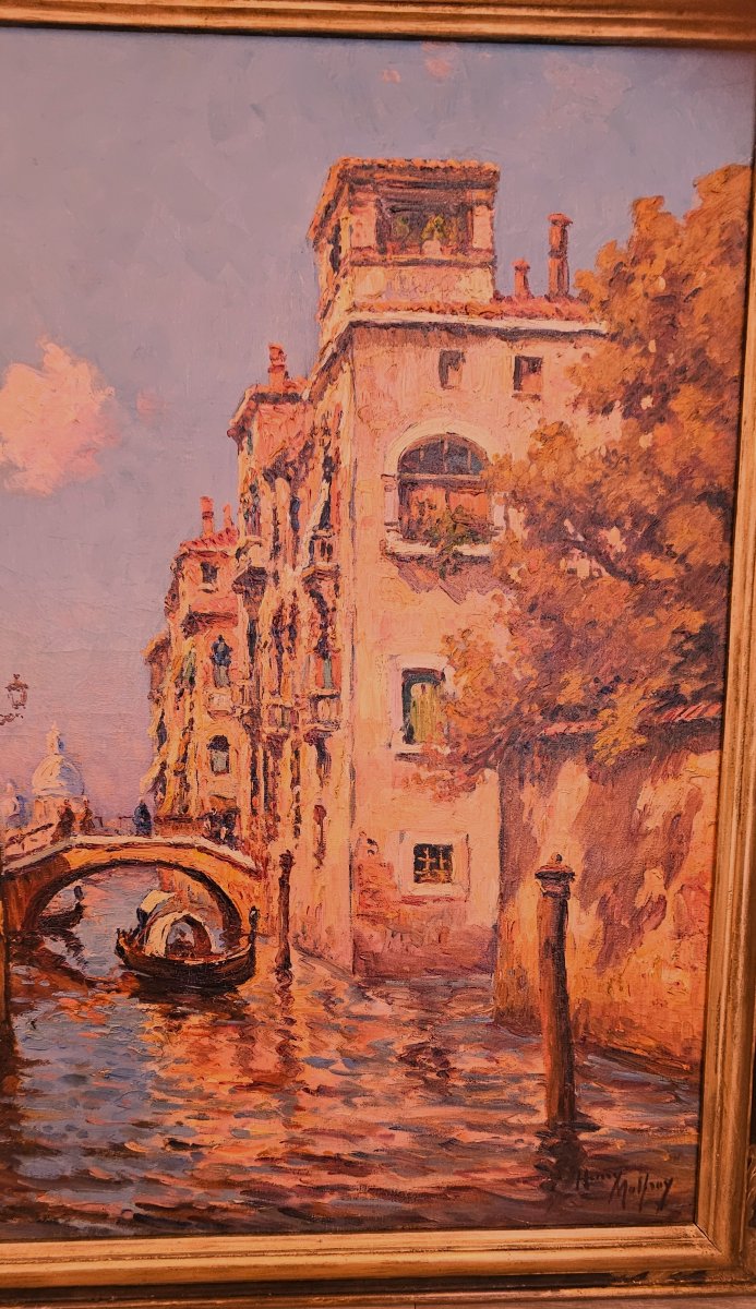 Large Painting Of Venice Signed H. Malfroy, Oil On Canvas-photo-2